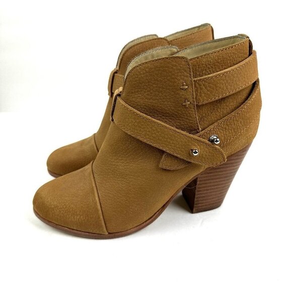 Rag & Bone Harlow Boots 36.5 Tan Brown Suede Nubuck Leather Ankle Bootie 6.5 - Picture 2 of 12